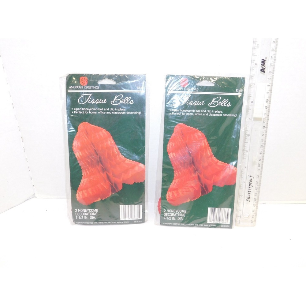 2 Packs of American Greetings Tissue Bells Red 7 1/2"